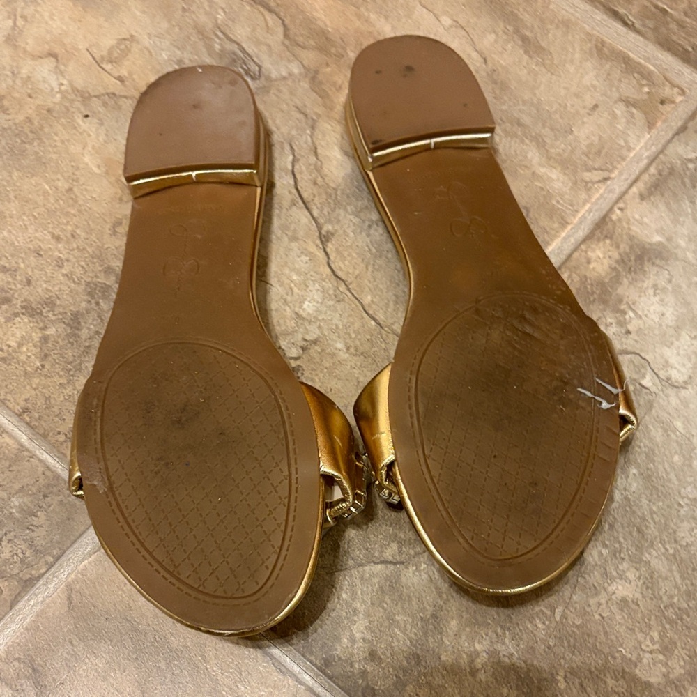 Jessica Simpson Metallic Gold Slide Sandals - Picture 2 of 4
